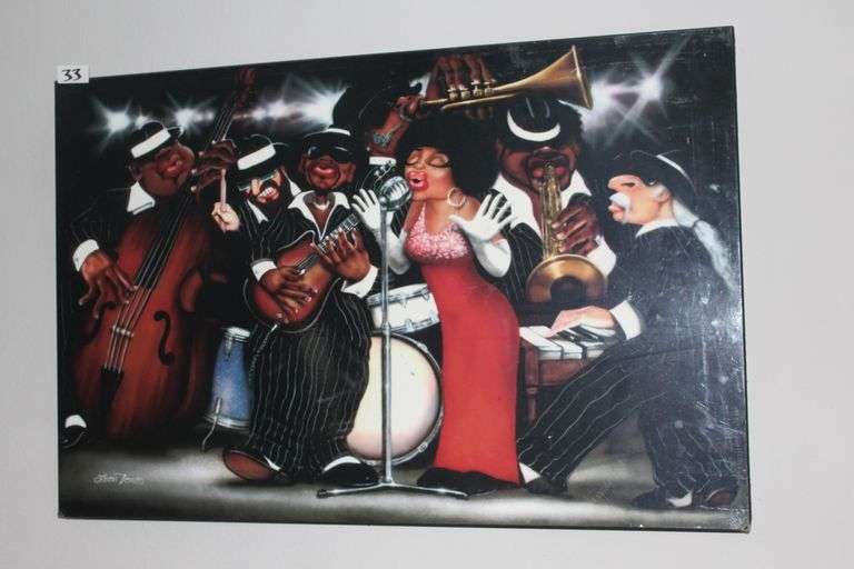 WOOD ART PICTURE  "LADY SINGS THE BLUES"36 X 24 BY LEON TONES EST 109.00