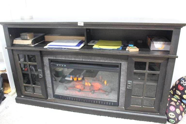 ENTERTAINMENT CENTER W/ FIREPLACE  60 X 16 X 34H