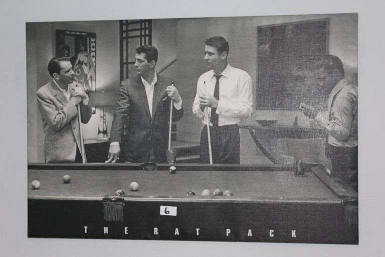 WALL ART 35 1/2 X 23 1/2h  CANVAS OVER FRAME OF " RAT PACK"