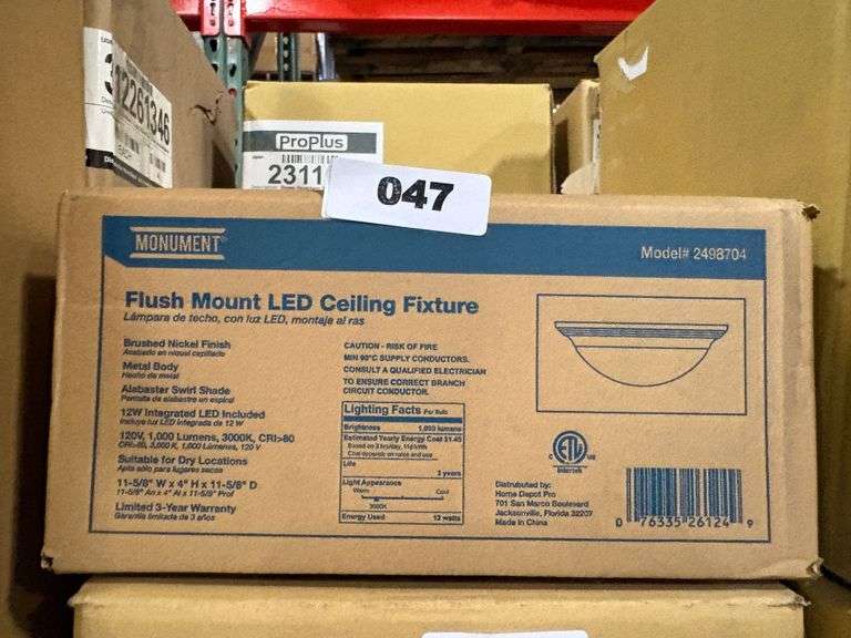 [MSRP: $56.13] Monument 2498704 12 in. 60-Watt Equivalence Brushed Nickel Integrated LED Flushmount
