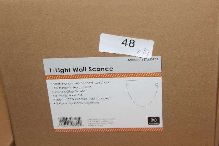1-LIGHT WALL SCONCE, ETCHED GLASS SHADE BRUSHED NICKEL AND OIL RUBBED BRONZE