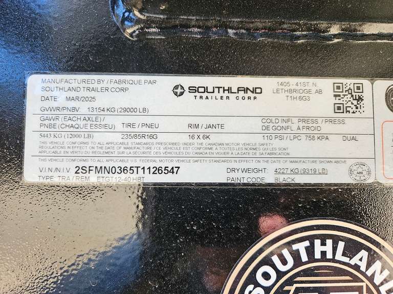 2026 Southland 40’x8 Gooseneck Hydraulic Dovetail Equipment Trailer