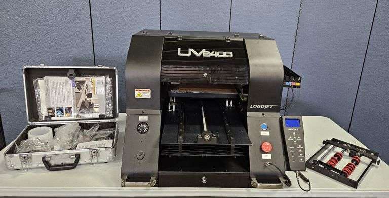 LogoJET UV2400 Direct to Substrate UV Printer + Rotary 360 Attachment & Supplies
