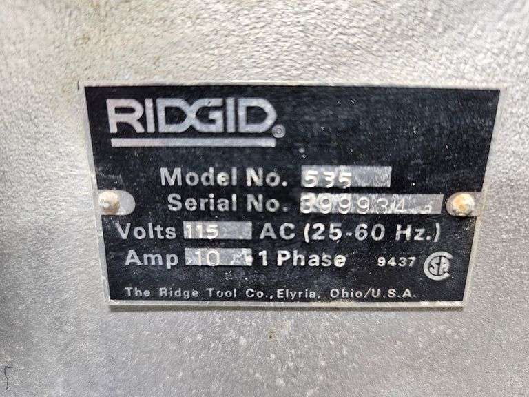 Ridgid 535 Pipe Threader on Storage Cart