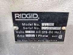 Ridgid 535 Pipe Threader on Storage Cart