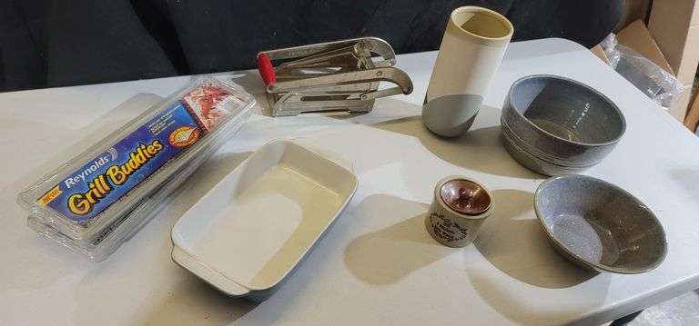 Ceramic, Vintage French Fry Cutter & Grilling Sheets