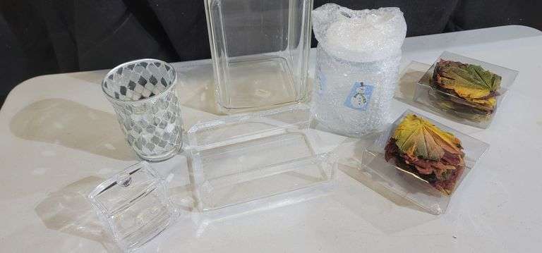 Garbage Can, Kleenex Holder Toothpick and Fall Leaf Decor