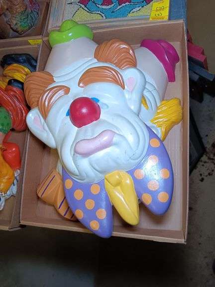 (2) 1974 Ceramic Clown Face Wall Hangings signed MLB