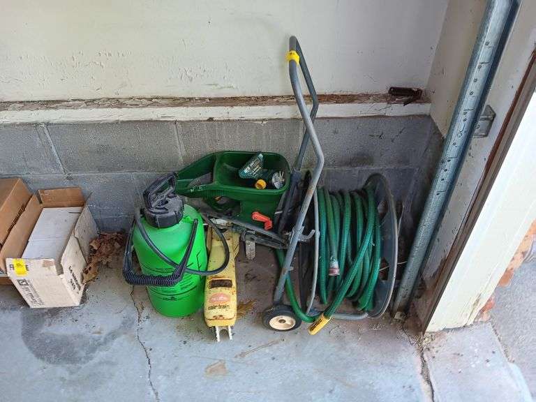 Hose With Reel, Yard Spreaders, and Tractor Sprinkler