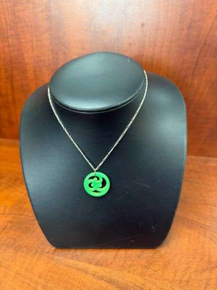 Sterling 25" Necklace with green stone