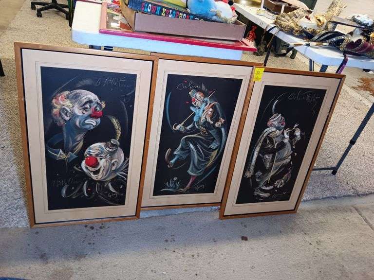 (3) Clown Drawings by Cydney 17 x 28