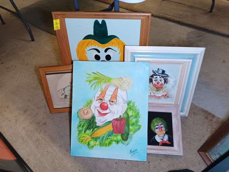 (5) Pieces of Various Sized Clown Art