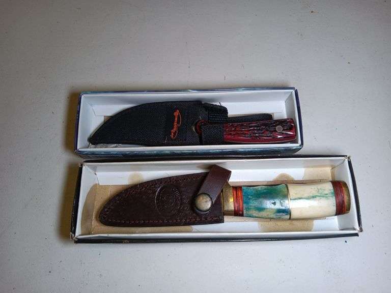 Ocoee River Knife 3 1/2" Blade with Sheath and Chipaway County 4" Blade with Leather Sheath