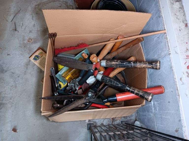 Box of Assorted Yard Tools