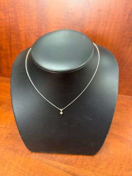 Sterling 16" Necklace w/ Small Stone