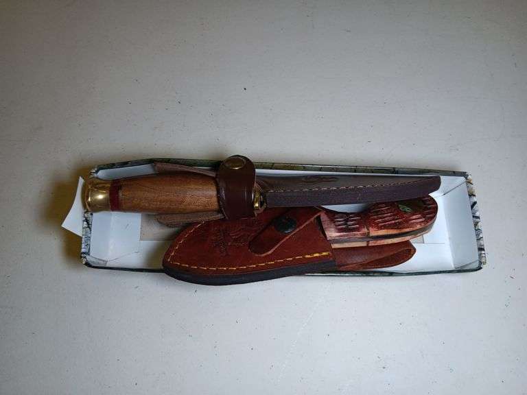 Triple Stag Knife 4 1/2" Blade with Leather Sheath and The Bone Collector Knife 4" Blade with Leather Sheath