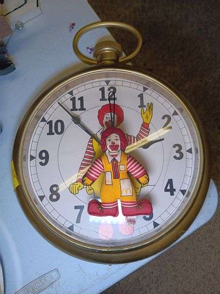 Vintage 1978 Ronald McDonald Wall Clock and 1985 Ronald McDonald Fabric Orniment