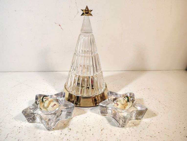 Avon Glass Tree, Candle Holders & Snow Couple