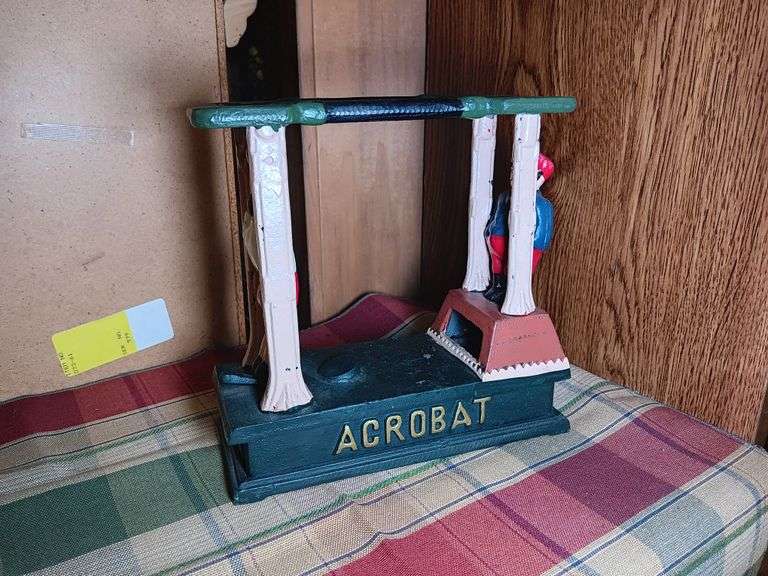 Cast Iron Acrobat Coin Bank