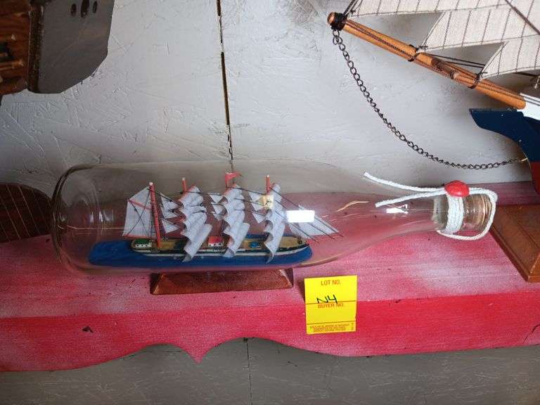 11" Glass Bottle with Sailboat