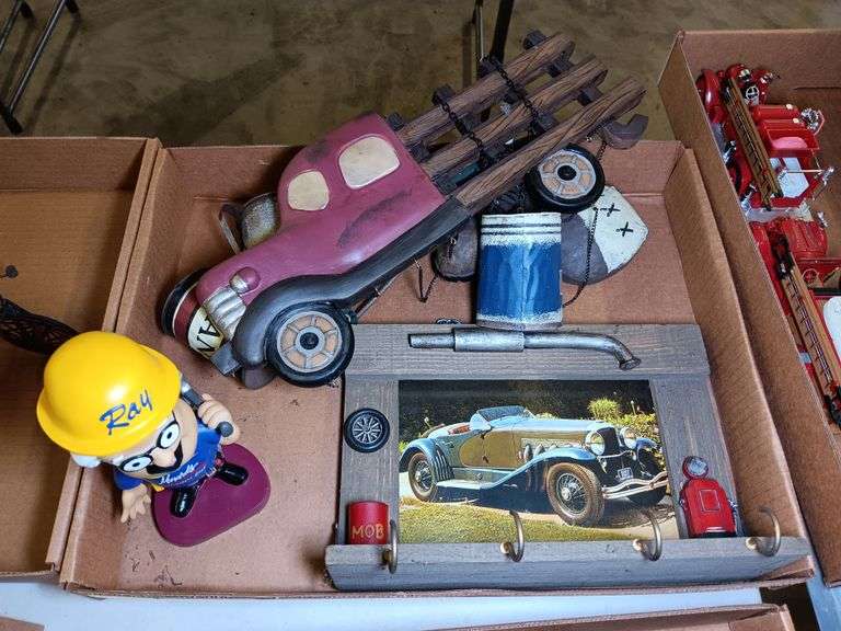 Wooden Truck Wind Chime, Photo of 1935 Duesenberg Model SSJ in Frame, and Menards Contractors Club B