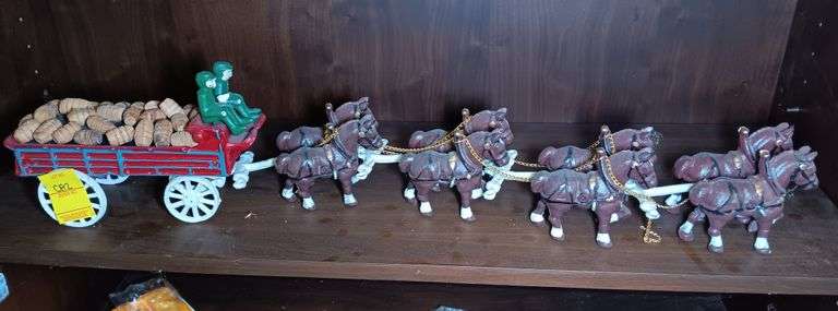 Cast Iron 8 Horse Team and Wagon Set