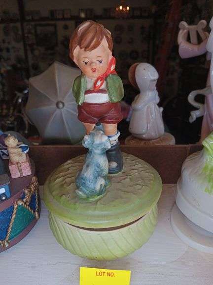 Boy with Dog Music Figurine