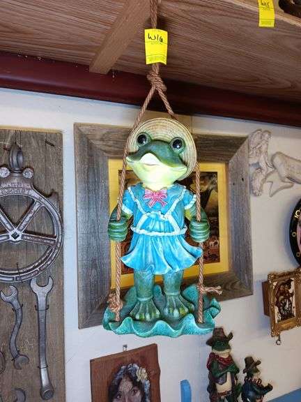 Frog on Swing Hanging Decor