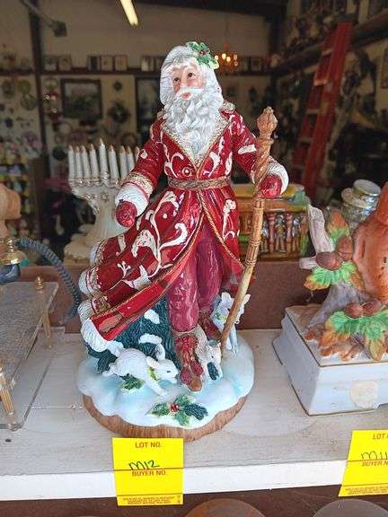 Santa with Animals Music Figurine