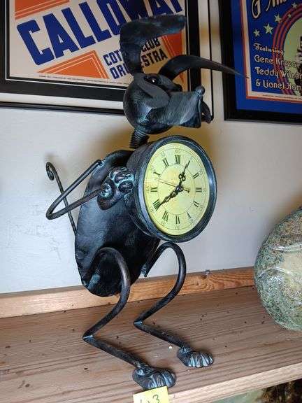 Metal Dog Mantel Clock