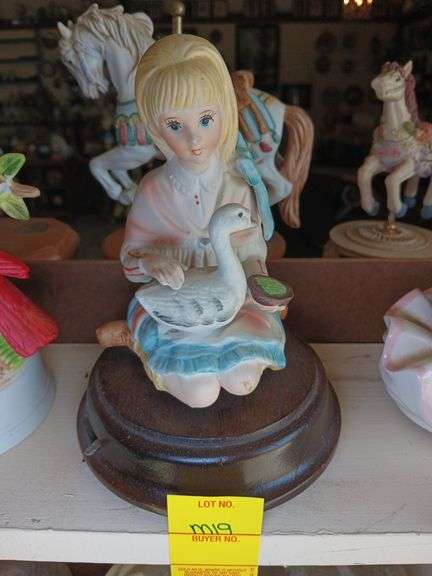 Girl with Goose Music Figurine
