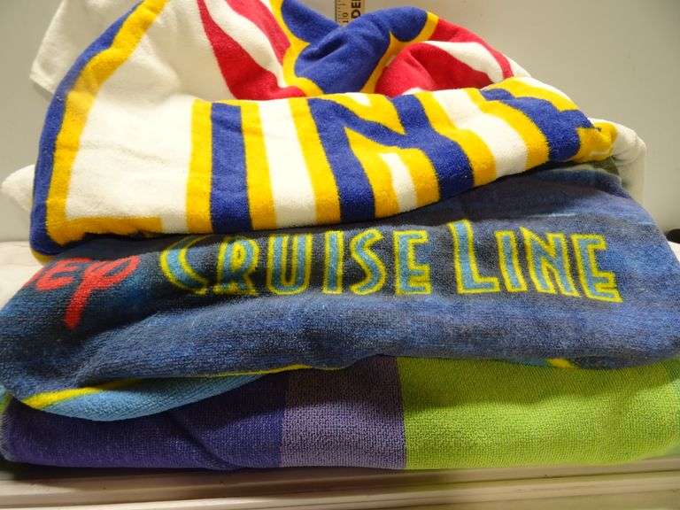 2 Disney Cruise Towels (39" x 70"), Oversized Blue/Green Towel (60"x 60")) Anchor Art: (Anchor & Oct