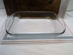 ASST Baking Sheet, Measuring Cup, Baby Mason Jar, 2 LG Pyrex, 2 Meatloaf Pans & Red Lion Ashtray