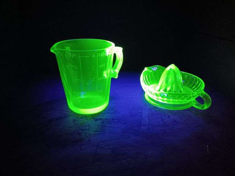Uranium/Vaseline Glass: Pitcher and Juicer