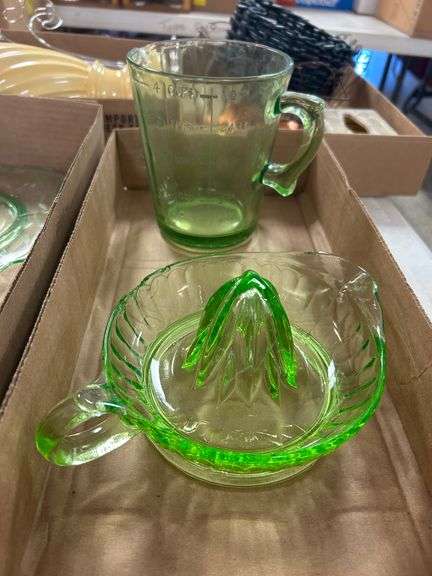 Uranium/Vaseline Glass: Pitcher and Juicer