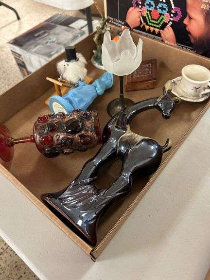 Deer Statue, Midwest Covenant Home Cup & Saucer, Avon Little Girl Blue, Goebel Figurine, and Other I