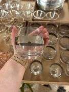 (9) Clear Glass and Silver Cups and (3) Clear Glass and Silver Small Drink Glasse3s