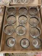 (9) Clear Glass and Silver Cups and (3) Clear Glass and Silver Small Drink Glasse3s