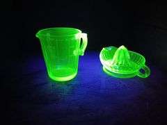 Uranium/Vaseline Glass: Pitcher and Juicer