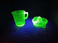 Uranium/Vaseline Glass: Pitcher and Juicer