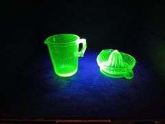 Uranium/Vaseline Glass: Pitcher and Juicer