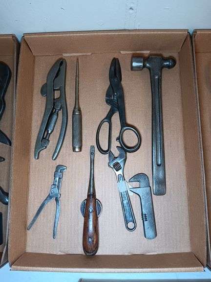 Bartlet Snips, Crescent Wrench, Metal Hammer, Griplock Plier Wrench, and Other Items