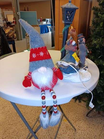 Christmas Gnome Decoration and Carolers Table Lamp