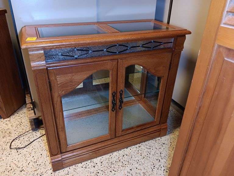 Small Wooden Display Case with 2 Doors 34 x 14 x 30 - Auction Solutions ...