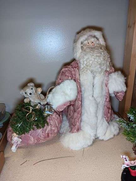 Handmade Santa Decoration with Santa Bag, Candle/Vase Base, and Small Christmas Tree Decoration