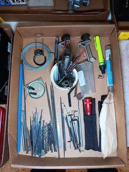 Drill Bits, Flashlight, Chisels, and Other Items