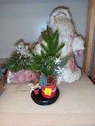 Handmade Santa Decoration with Santa Bag, Candle/Vase Base, and Small Christmas Tree Decoration