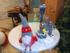 Christmas Gnome Decoration and Carolers Table Lamp