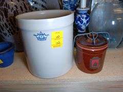 Faux Roseville #1 Crock and Pine Island Minnesota Fine Cheese Mart Cheese Crock