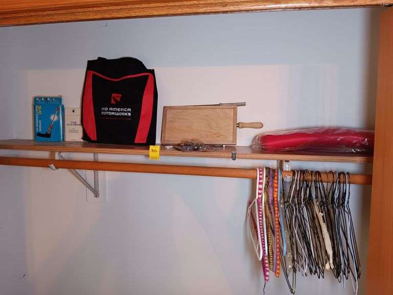 Hangers, Red Tulle Fabric, Tools, and Other Items